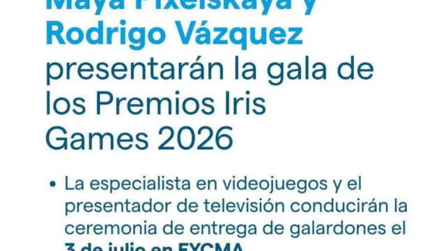 Maya Pixelskaya y Rodrigo Vázquez presentarán la gala de los Premios Iris Games 2026